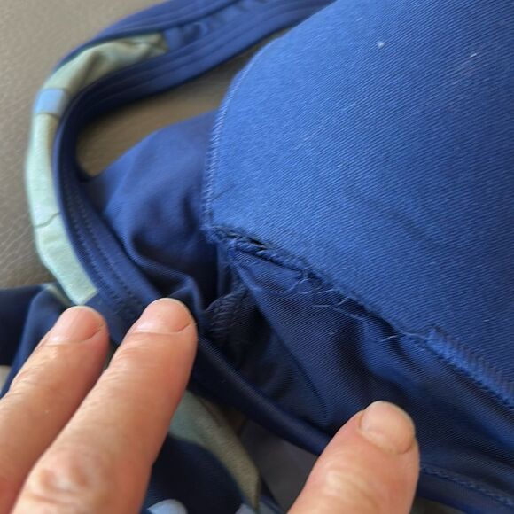 Land's End plus high neck tugless 1 piece bathing suit deep sea navy lilies Var - Picture 9 of 9